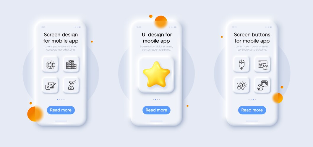 Checkbox gear and wallet line icons pack for web vector image