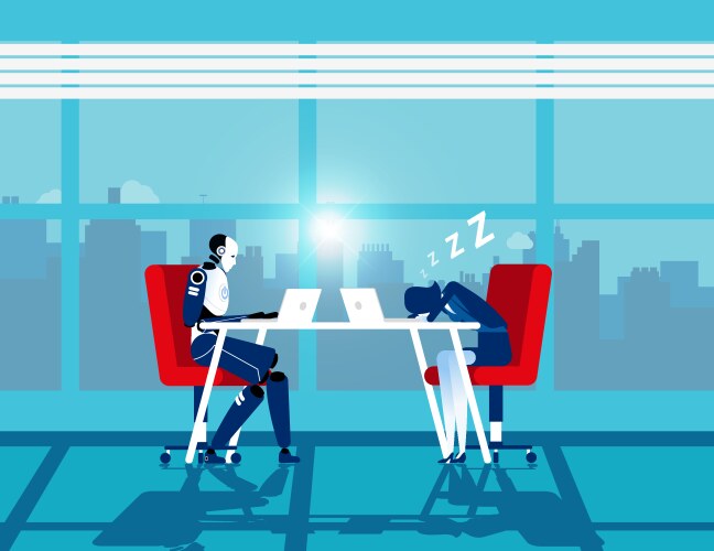 Robot and businessman robots vs human future Vector Image