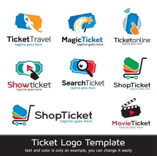 ticket logo template vector