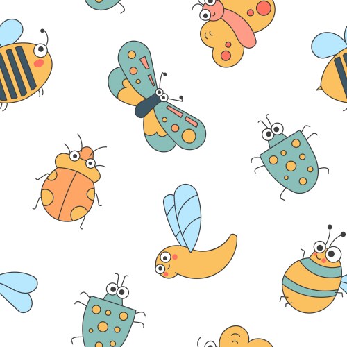 Cute kawaii caterpillar seamless pattern cartoon Vector Image