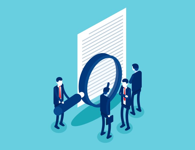Studying working documentation and teamwork vector image