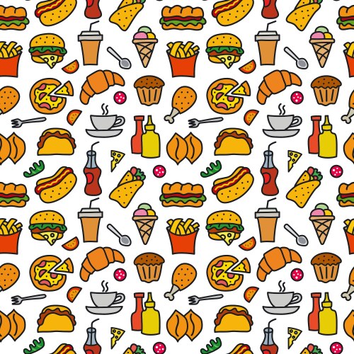 Colored food doodle Royalty Free Vector Image - VectorStock
