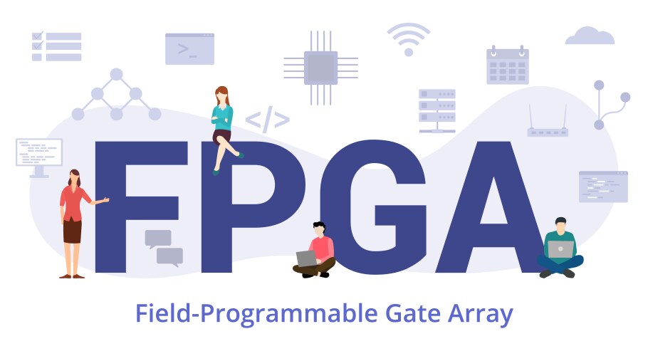 Fpga field programmable gate array concept vector image