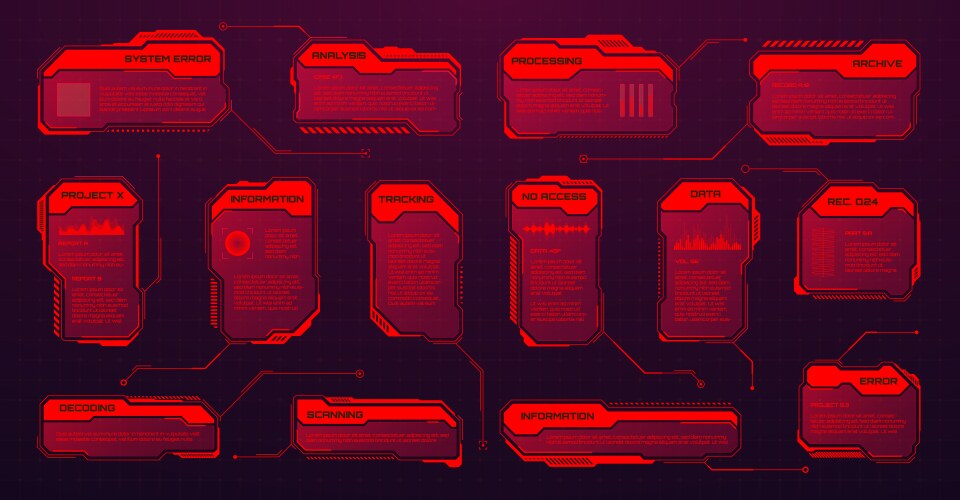 Red futuristic hud or ui elements sci-fi user vector image