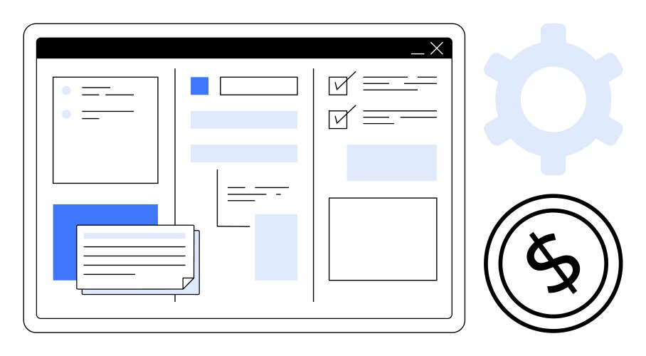 Digital workspace with task management automation vector image