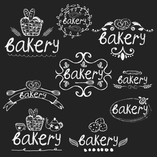 Set of hand written label for bakery theme Vector Image