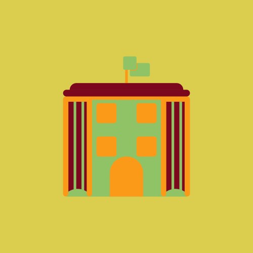 Architecture building and columns with flag vector image