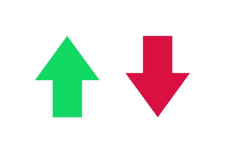 Arrows up and down red arrow pointer vector image