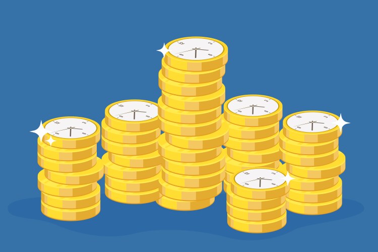 time is money stacks gold coins vector image