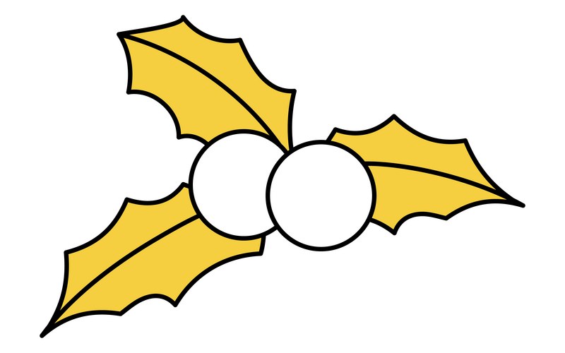 Holly Leaves Line Drawing Vector Image