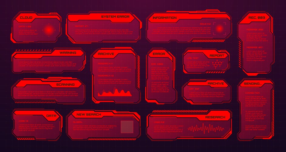 Red futuristic hud or ui elements sci-fi user vector image