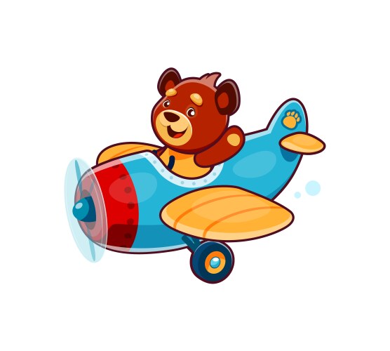 Cute Bear Pilot on Airplane Vector Image