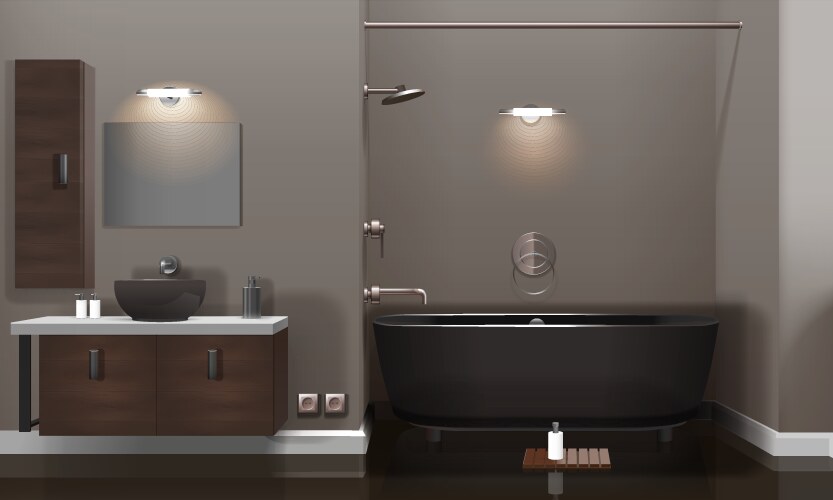 Realistic bathroom furniture interior with modern Vector Image