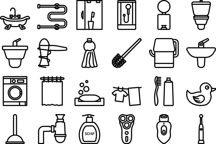 Bathroom icon set Royalty Free Vector Image - VectorStock