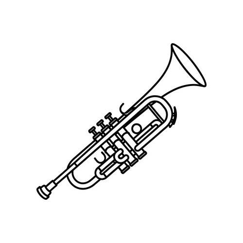 Detailed Trumpet Line Drawing Vector Image