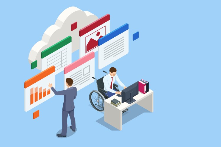 Isometric modern cloud technology and networking vector image