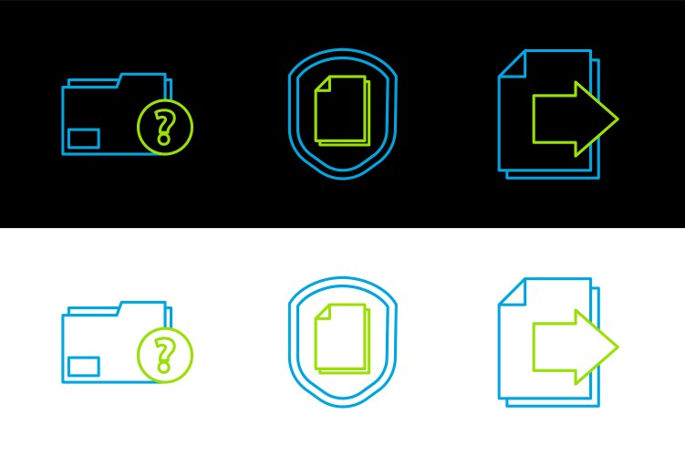 Set line next page arrow unknown document folder vector image