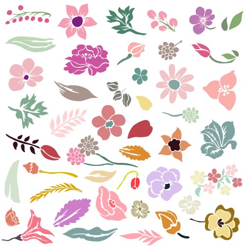 Set of floral elements Royalty Free Vector Image
