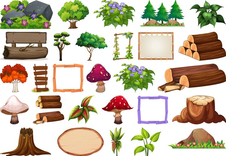 Nature elements set Royalty Free Vector Image - VectorStock