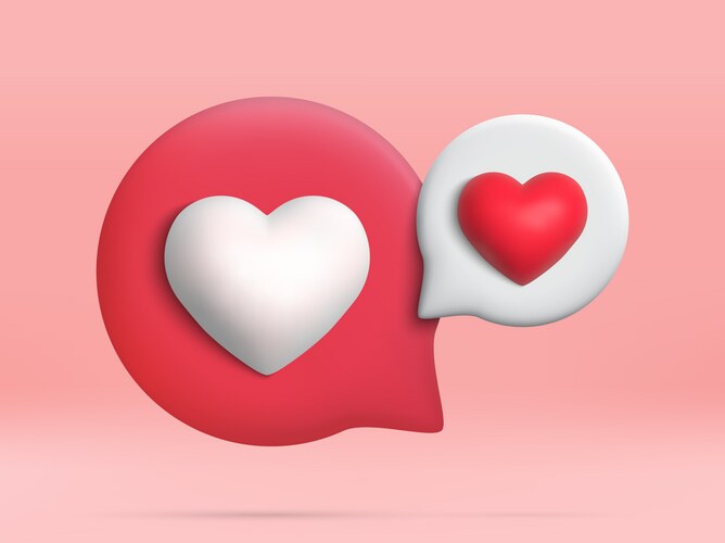 3d icon chat button with red and white heart Vector Image