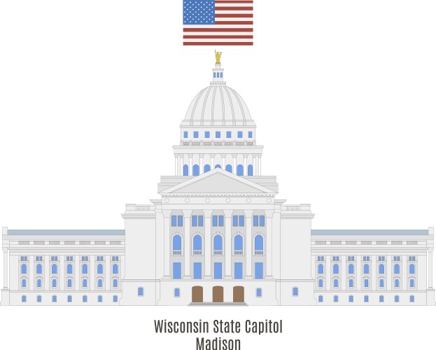 Wisconsin State Capitol Building Vector Image