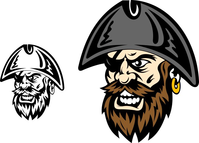 Angry corsair and pirate captain vector image