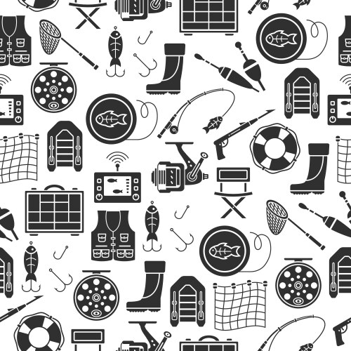 Fishing Gear Seamless Pattern Vector Image