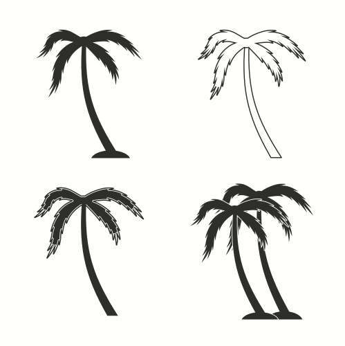 Set of palm tree icons isolated on white Vector Image