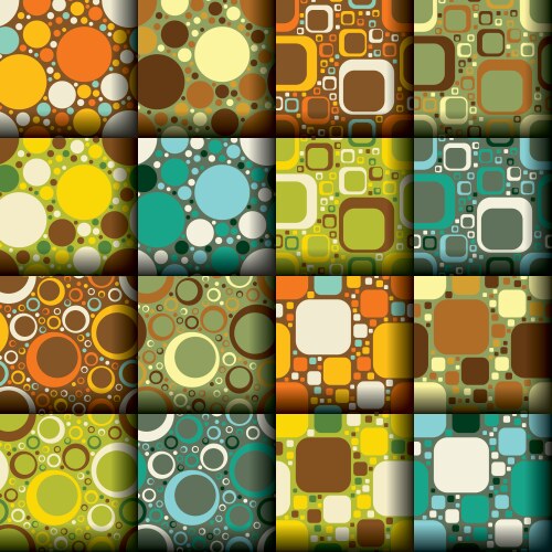 Retro seamless patterns collection vector image