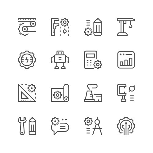 set line icons of engineering vector