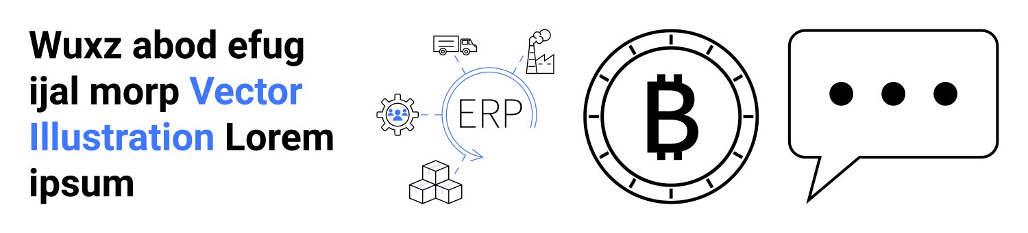 Blockchain and erp integration with communication vector image