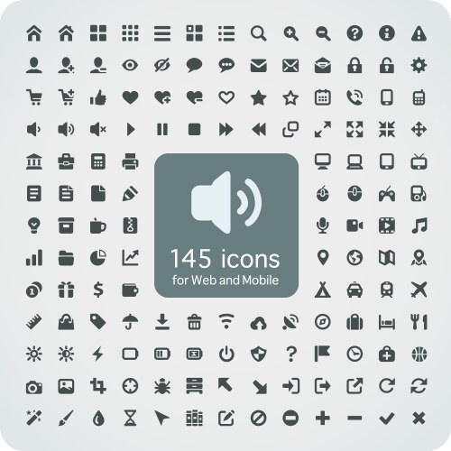 Basic flat icon set for web and mobile application