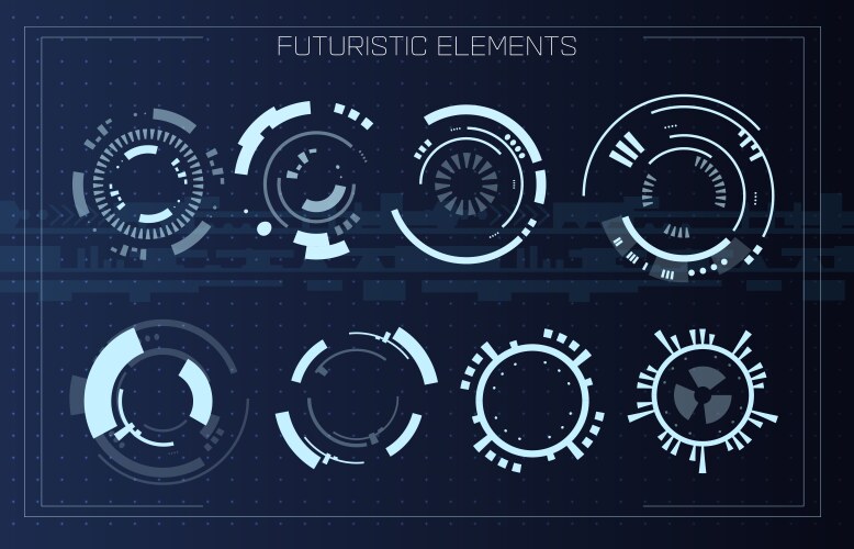 Hud round frames aim controls digital interface Vector Image