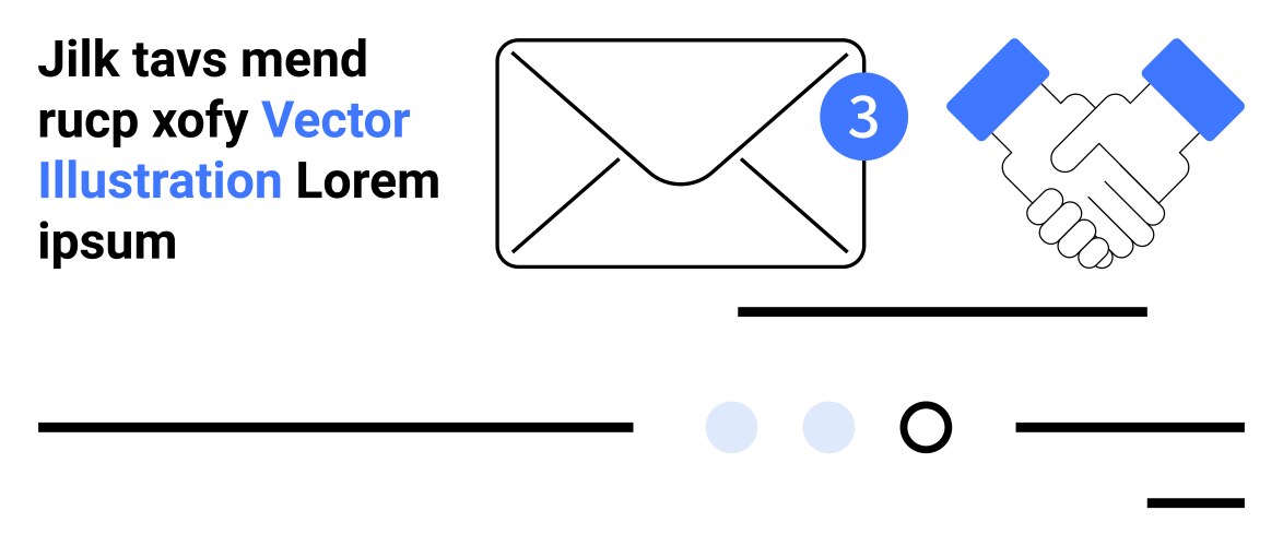 Email inbox and handshake icons representing vector image