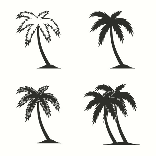 Set of palm tree icons isolated on white Vector Image
