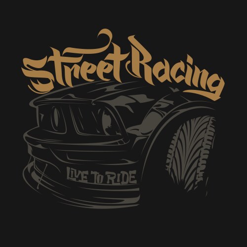 Racing car typography t-shirt graphics lettering Vector Image