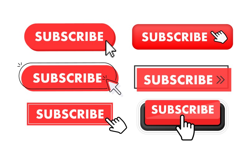 Set of subscribe button hand pointer clicking vektorbild
