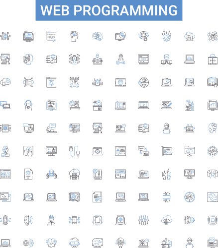 Web programming outline icons collection vector image