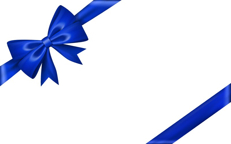 Blank gift card template with blue bow and ribbon Vector Image
