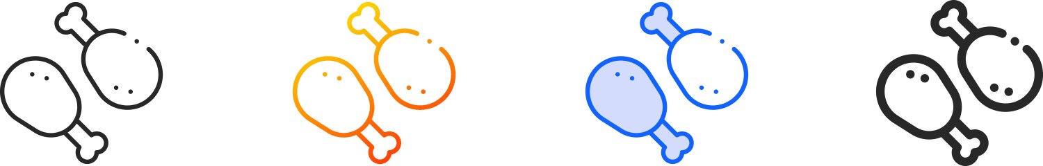 Chicken iconthin linear gradient blue stroke Vector Image