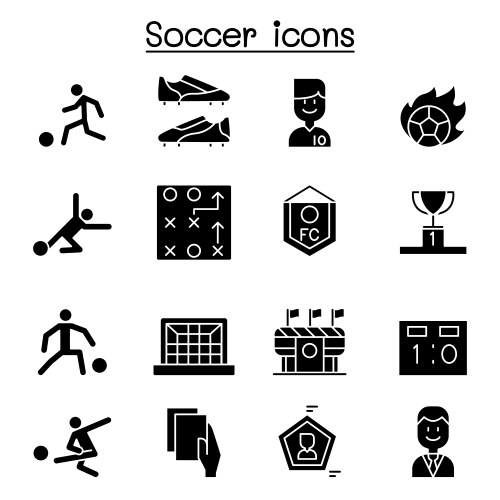 Soccer football icon set in glyph style Vector Image