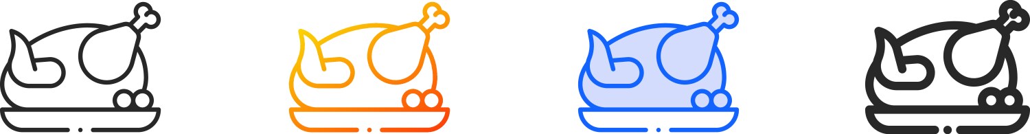 Chicken iconthin linear gradient blue stroke Vector Image