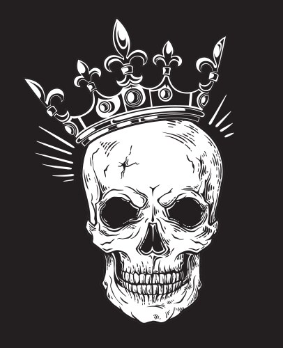 Skull with Crown - Tattoo Art Vector Image