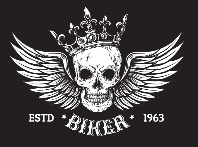 Human skull with wings and crown for tattoo design Vector Image