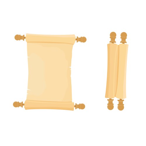Opened and folded parchment scroll isolated vector image