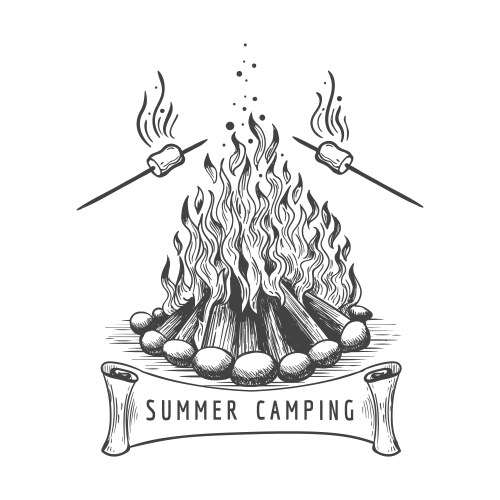 Cozy Campfire Marshmallow Roast Vector Image