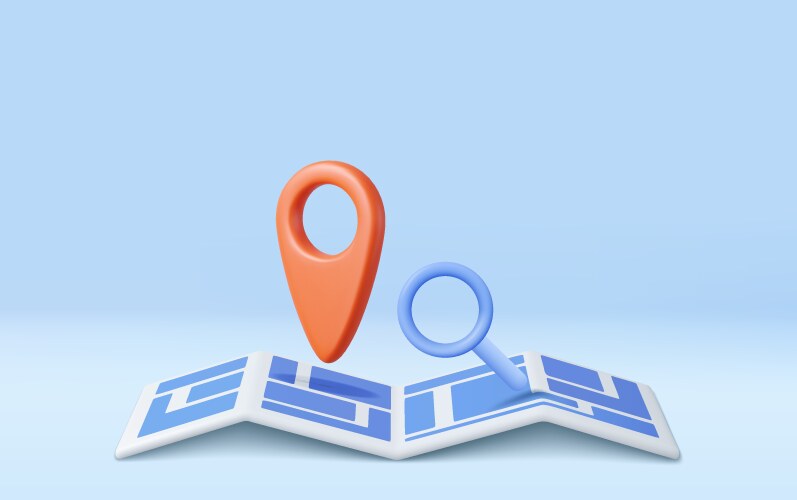 Pin pointer and map location search gps vector image