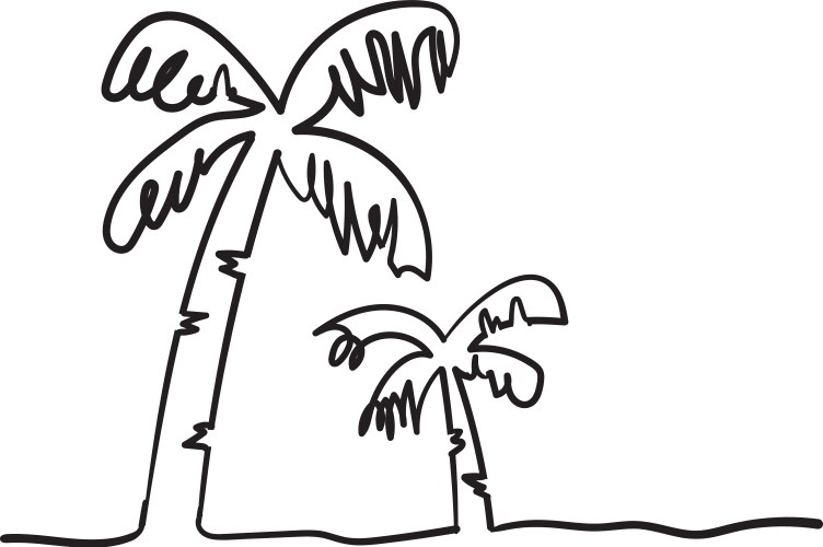 continuous line drawing a natural coconut vector image