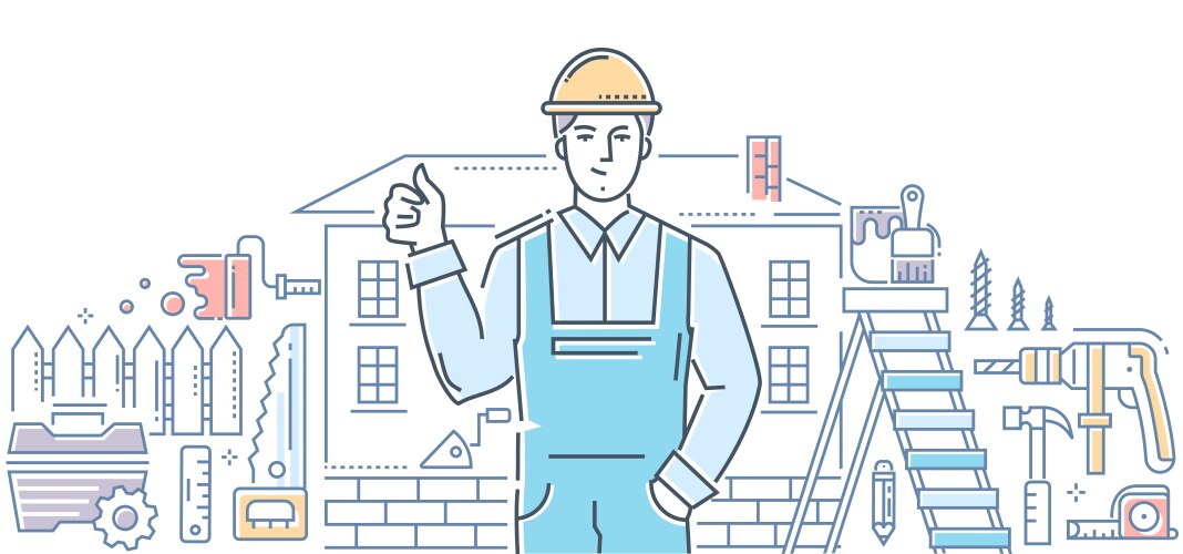 general worker - line design style vector image