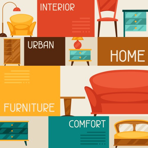 Retro Interior Furniture Background Vector Image